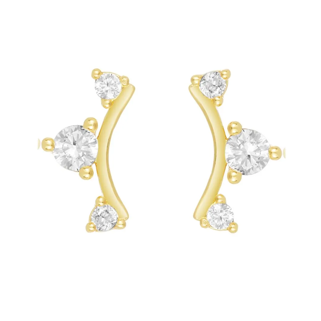 14k Gold Plated Studded Climber Earrings