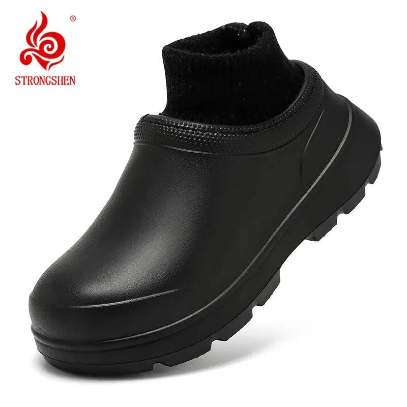 BUCS415 Women's Men's Unisex Casual Shoes - Non-slip Fur Waterproof Chef Boots