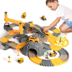 Construction race track vehicle toys, electric cars race cars trucks track sets 258pcs for children 3 Years 