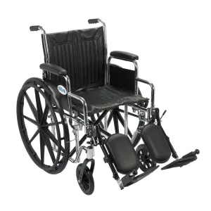 Drive Medical cs18dda-elr Chrome Sport Wheelchair, Detachable Desk Arms, Elevating Leg Rests, 18" Seat