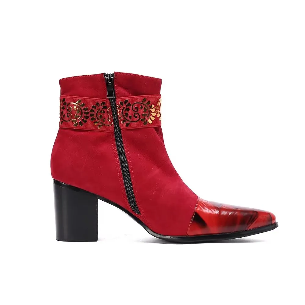 LuxeLeather Exotic Texture Dress Boots