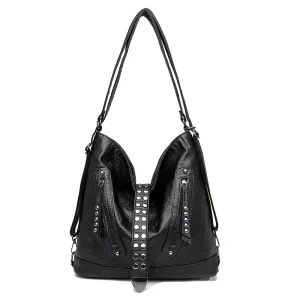 Vintage Chic Studded Hobo Shoulder Bag - Large Capacity Crossbody Purse for Women with Faux Leather and Decorative Studs - Spacious and Stylish Accessory for Daily Use